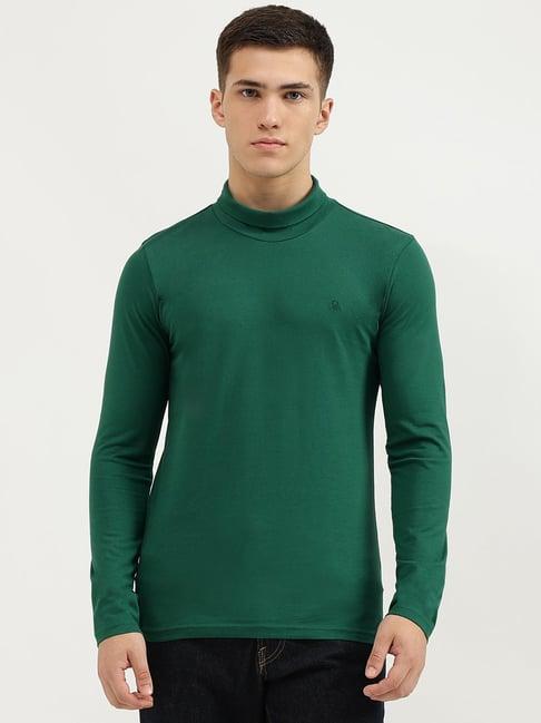 united colors of benetton green pure cotton slim t-shirt