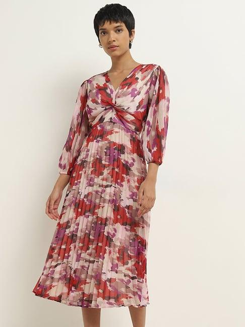 wardrobe by westside multicolour floral printed a-line dress