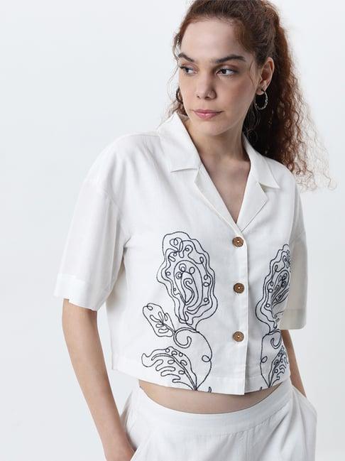 bombay paisley by westside ivory embroidered shirt