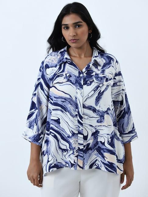 gia by westside blue abstract design shirt