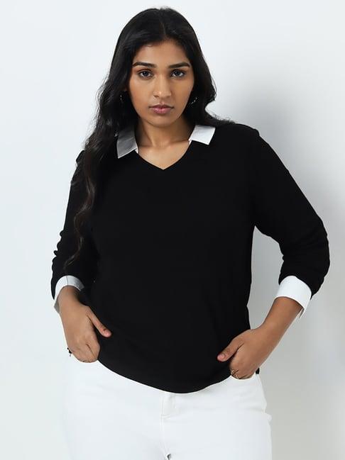 gia by westside black collared t-shirt