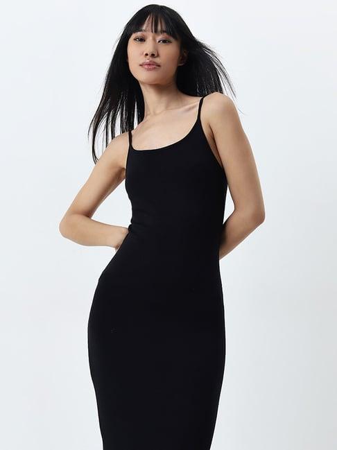 superstar by westside black ribbed textured bodycon dress