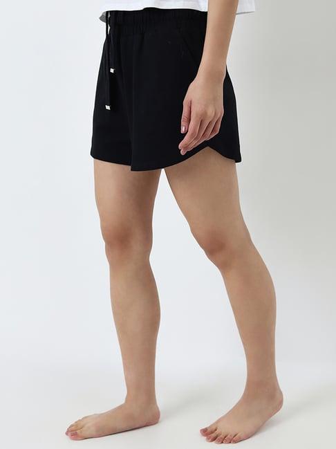 superstar by westside black high-rise cotton shorts