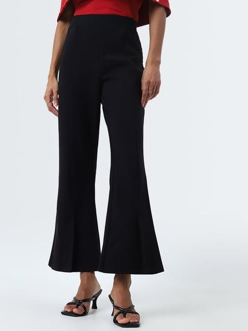 wardrobe by westside black bootcut high-rise trousers