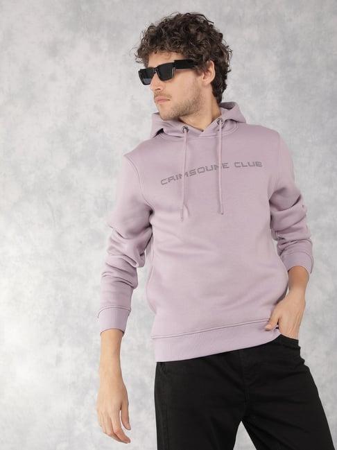 crimsoune club purple regular fit logo printed hooded sweatshirt