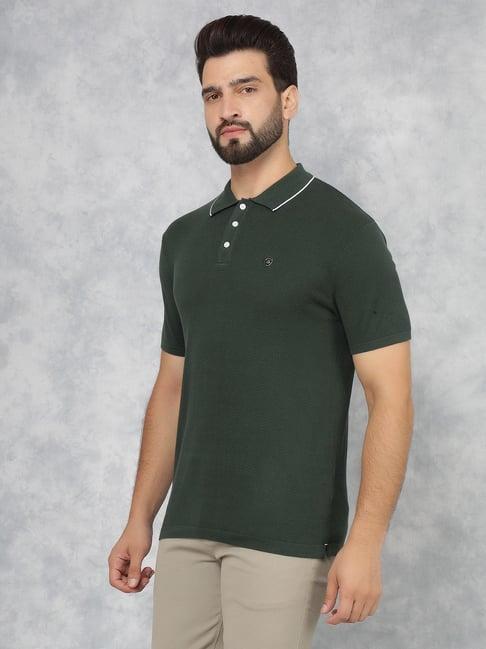 crimsoune club green slim fit texture polo t-shirt