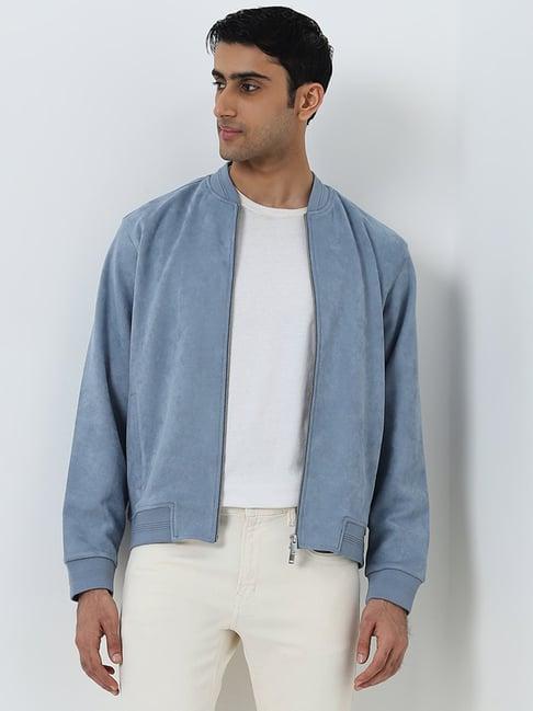 ascot by westside dusty blue relaxed-fit suede jacket