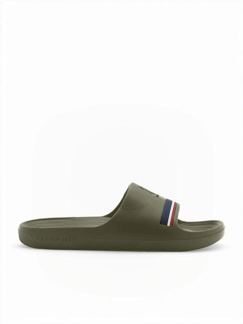 u.s. polo assn. men's green slides