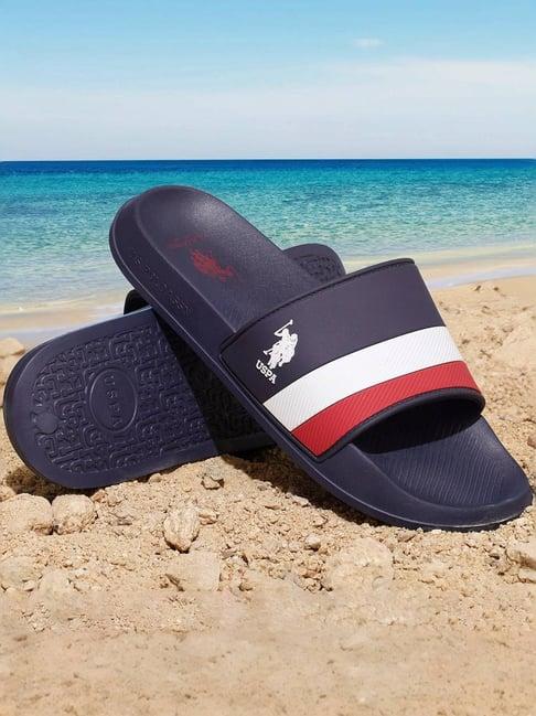 u.s. polo assn. men's navy slides