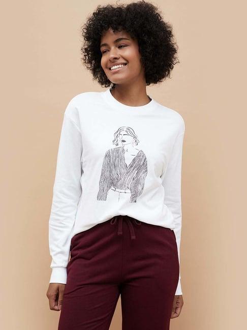 fame forever by lifestyle white cotton printed sweatshirt