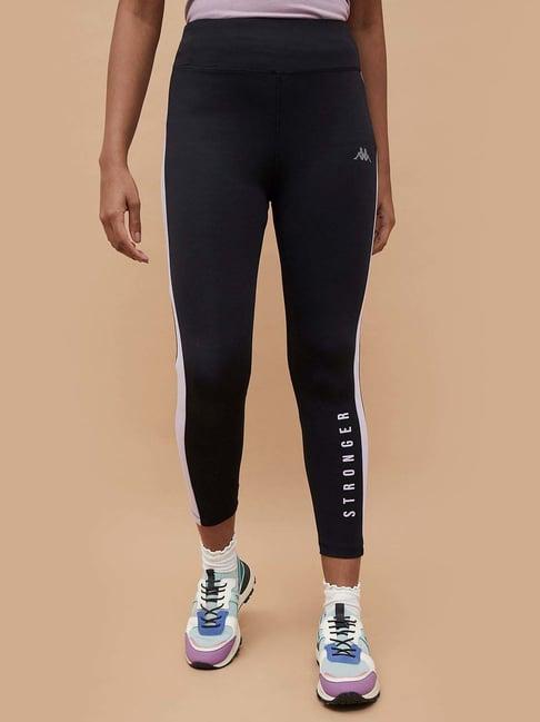 kappa black printed sports tights