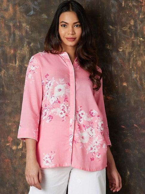 melange by lifestyle pink printed tunic