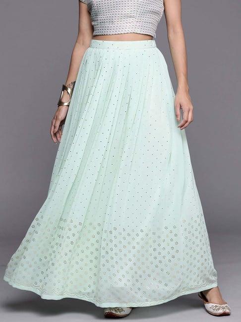 libas sea green embellished skirt