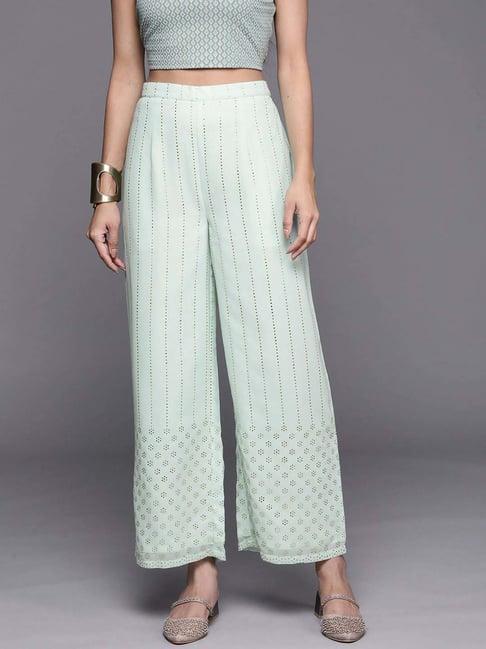 libas sea green embellished palazzos