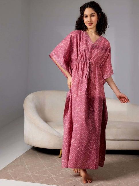 libas mauve cotton printed kaftan