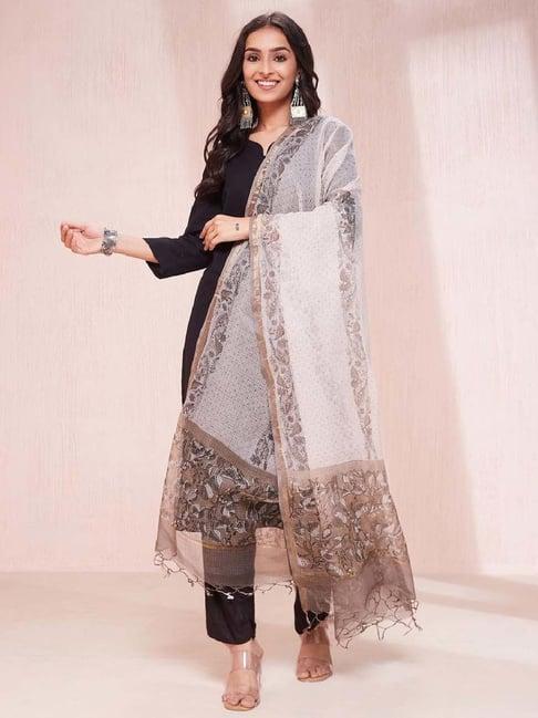 fabindia off-white printed dupatta