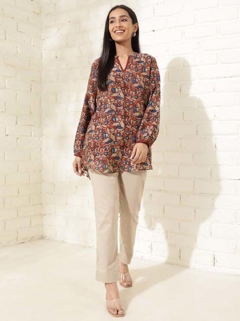 fabindia red printed tunic