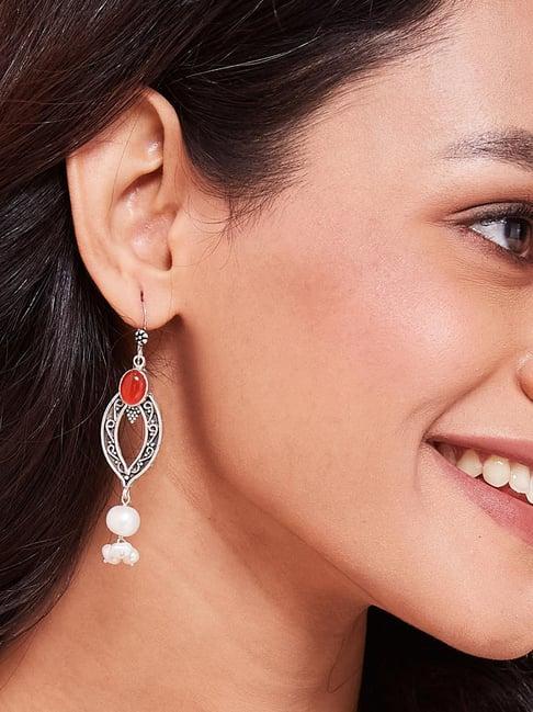 fabindia 92.5 silver danglers earrings for women