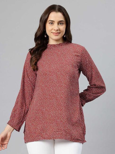 one femme brown polka dot top