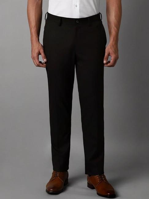 louis philippe black slim fit trousers