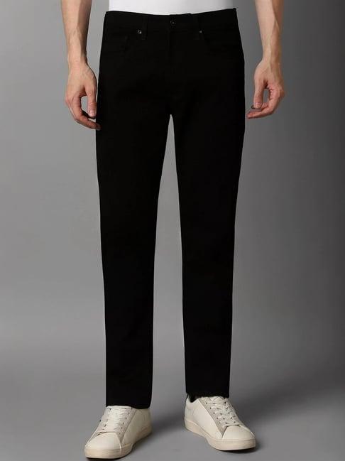 louis philippe black cotton regular fit jeans