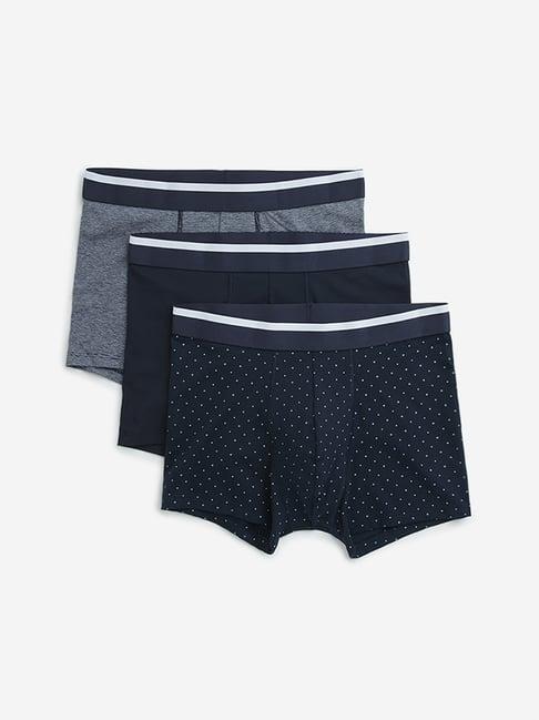 wes lounge by westside navy cotton blend trunks - pack of 3