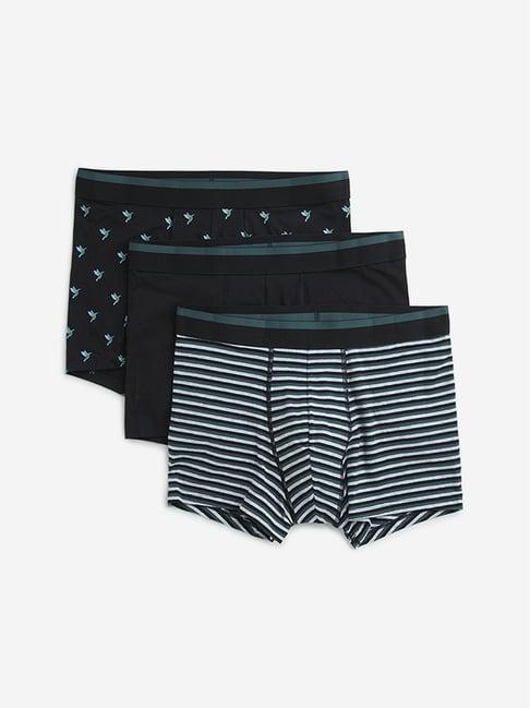 wes lounge by westside green printed cotton blend trunks - pack of 3