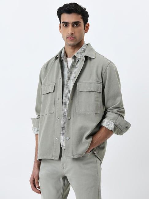 wes casuals by westside light sage relaxed-fit cotton jacket