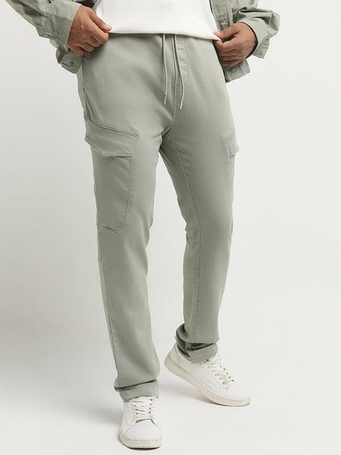 nuon by westside sage cargo-style relaxed-fit mid-rise trousers