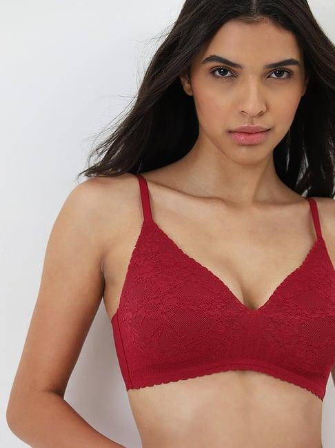 wunderlove by westside red lace detailed padded bra