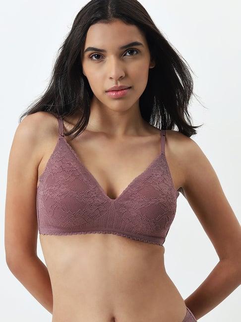 wunderlove by westside mauve lace detailed padded bra