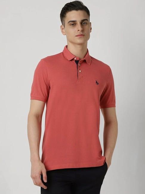 van heusen red cotton regular fit polo t-shirt