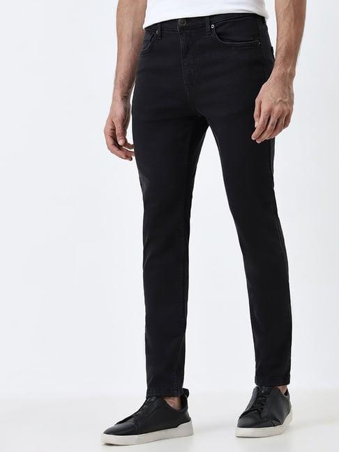 wes casuals by westside charcoal slim-fit mid-rise jeans