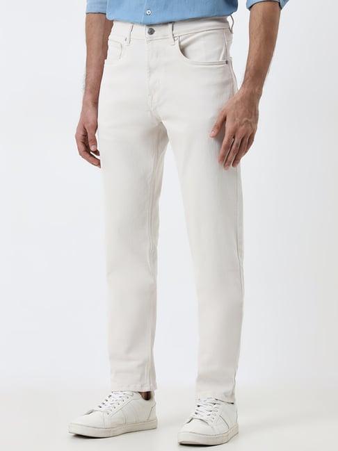 ascot by westside white mid-rise relaxed-fit jeans