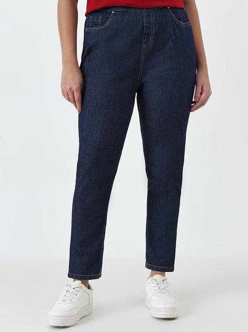 gia by westside blue relaxed-fit high-rise jeans