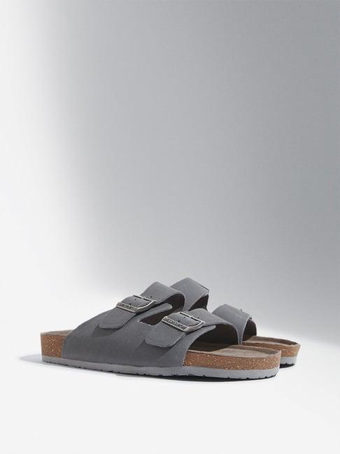 soleplay by westside grey dual strap slip-on sandals