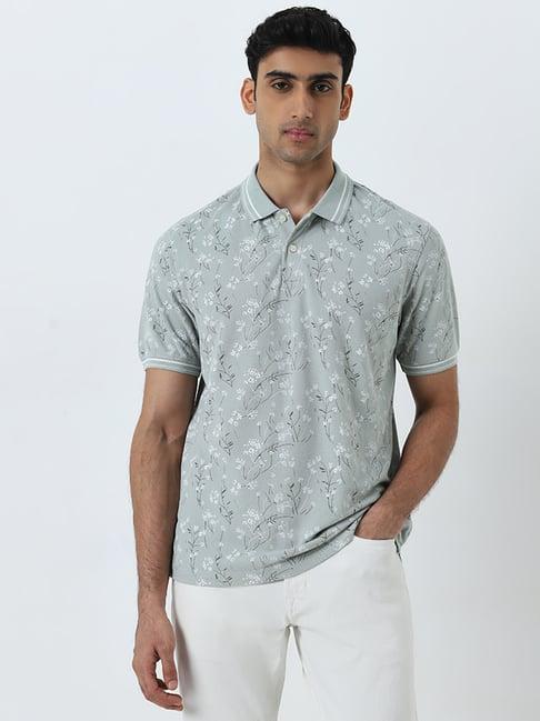 wes casuals by westside sage floral printed relaxed-fit polo t-shirt