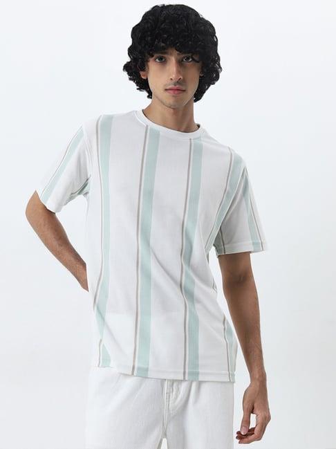 nuon by westside sage striped relaxed-fit cotton t-shirt