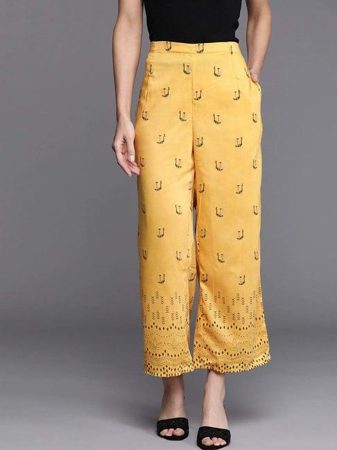 libas yellow printed palazzos