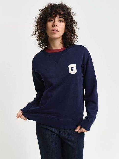 gant blue cotton logo patch work sweatshirt