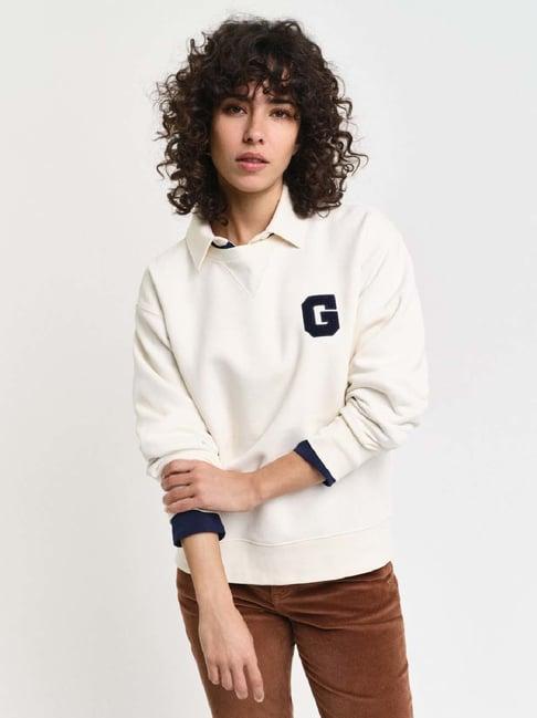 gant cream cotton logo patch work sweatshirt