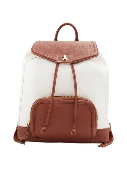 call it spring white & brown pu large backpack