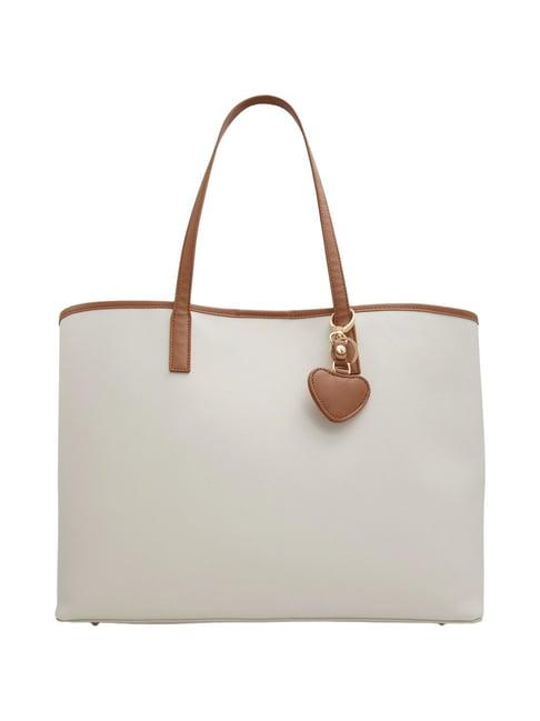 call it spring white solid extra large tote handbag