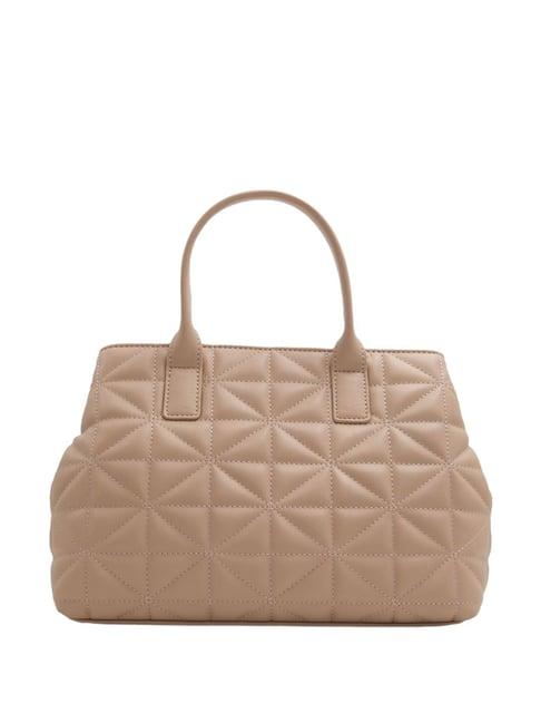 call it spring beige textured medium tote handbag