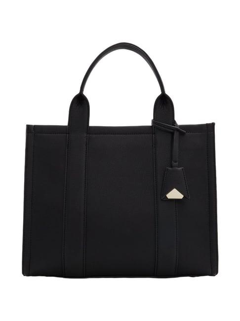 call it spring black solid large tote handbag