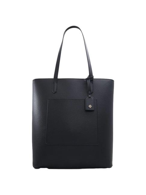 call it spring black solid large tote handbag