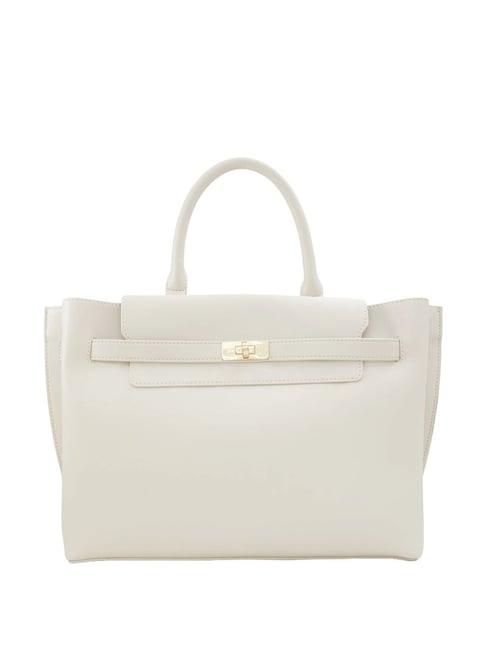 call it spring white solid large satchel handbag