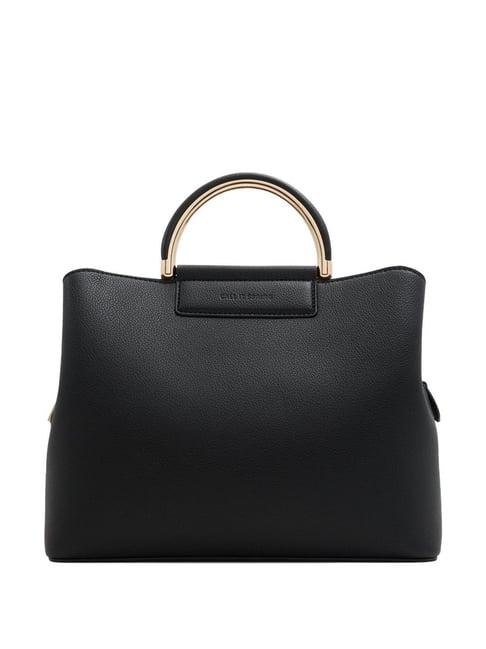 call it spring black solid medium satchel handbag