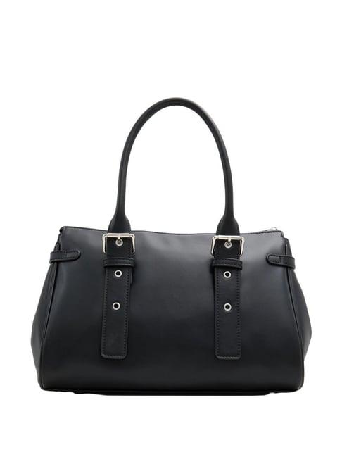 call it spring black solid large satchel handbag