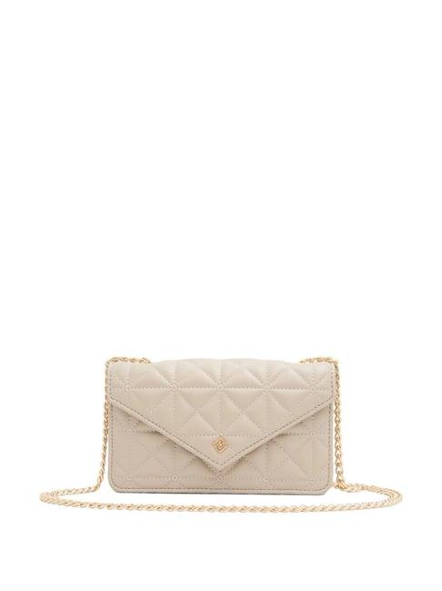 call it spring beige textured small sling handbag